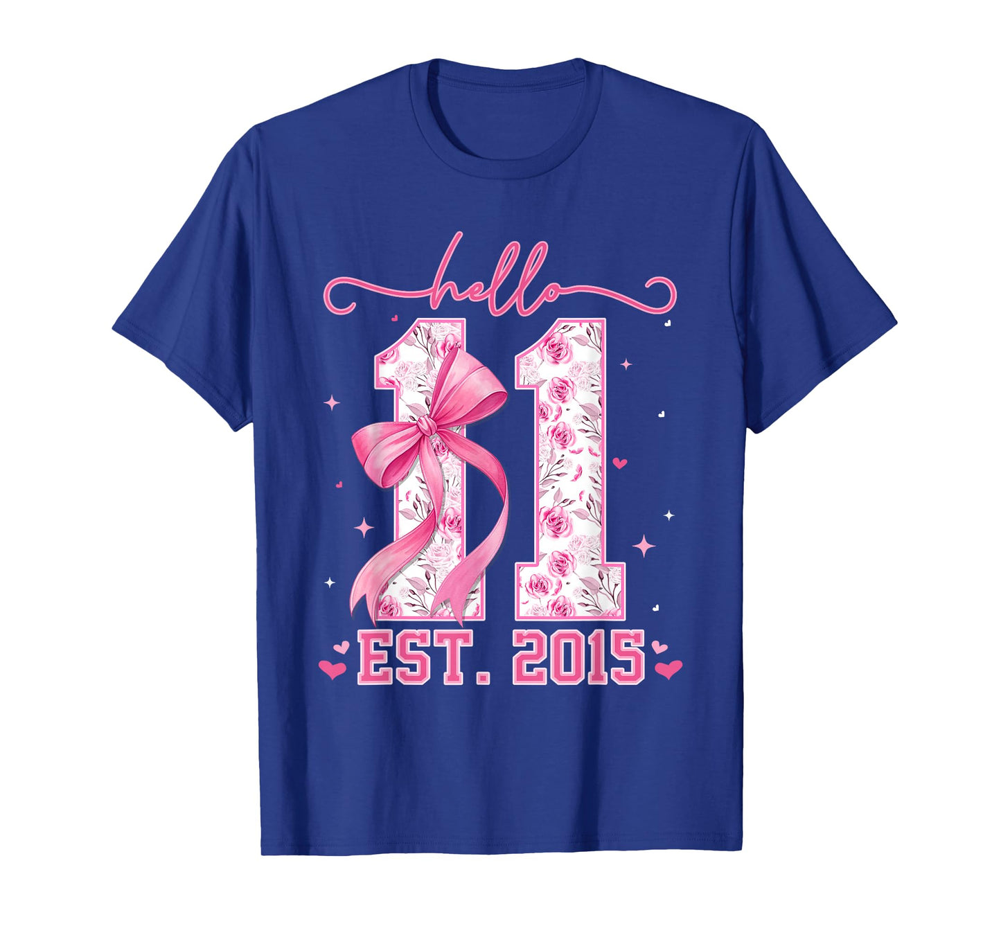 Hello Eleven Est 2015 Pink Coquette Bow 11th Birthday Girl T-Shirt
