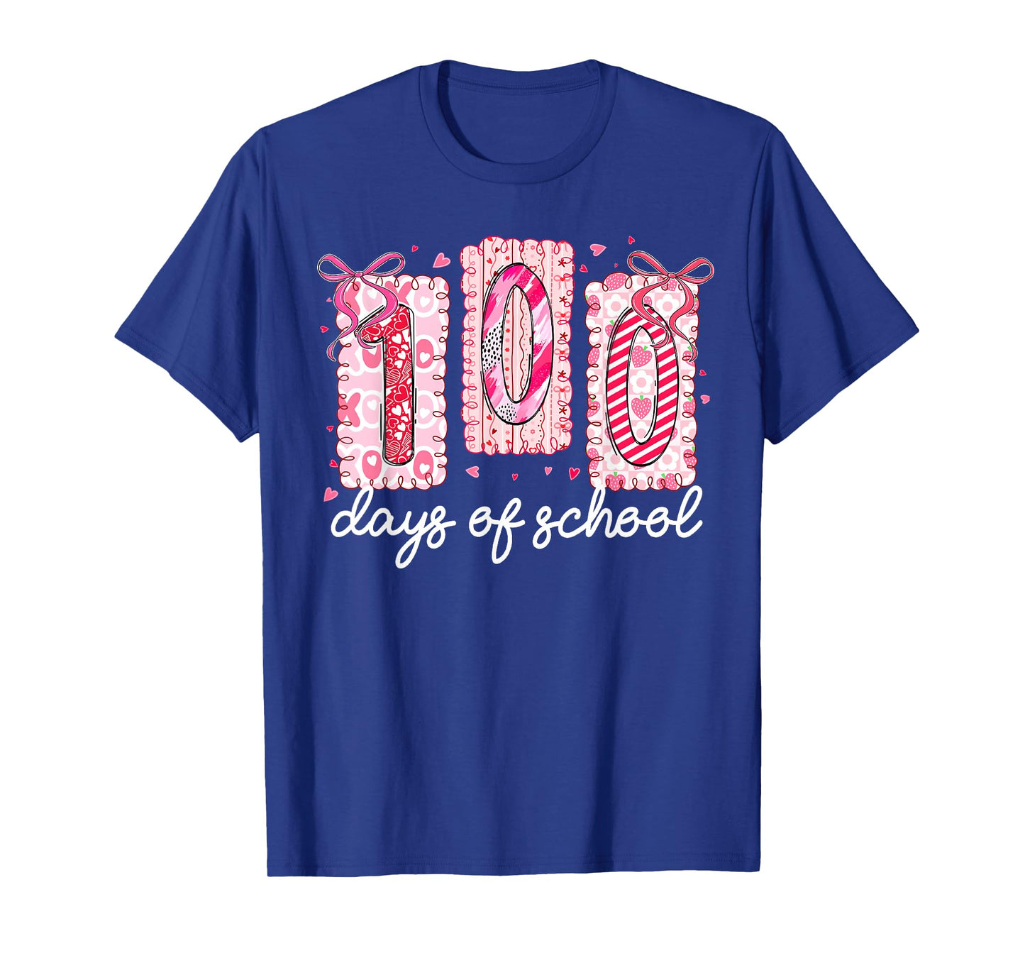Preppy 100 Days of School Pink Coquette Bow Girl Women T-Shirt