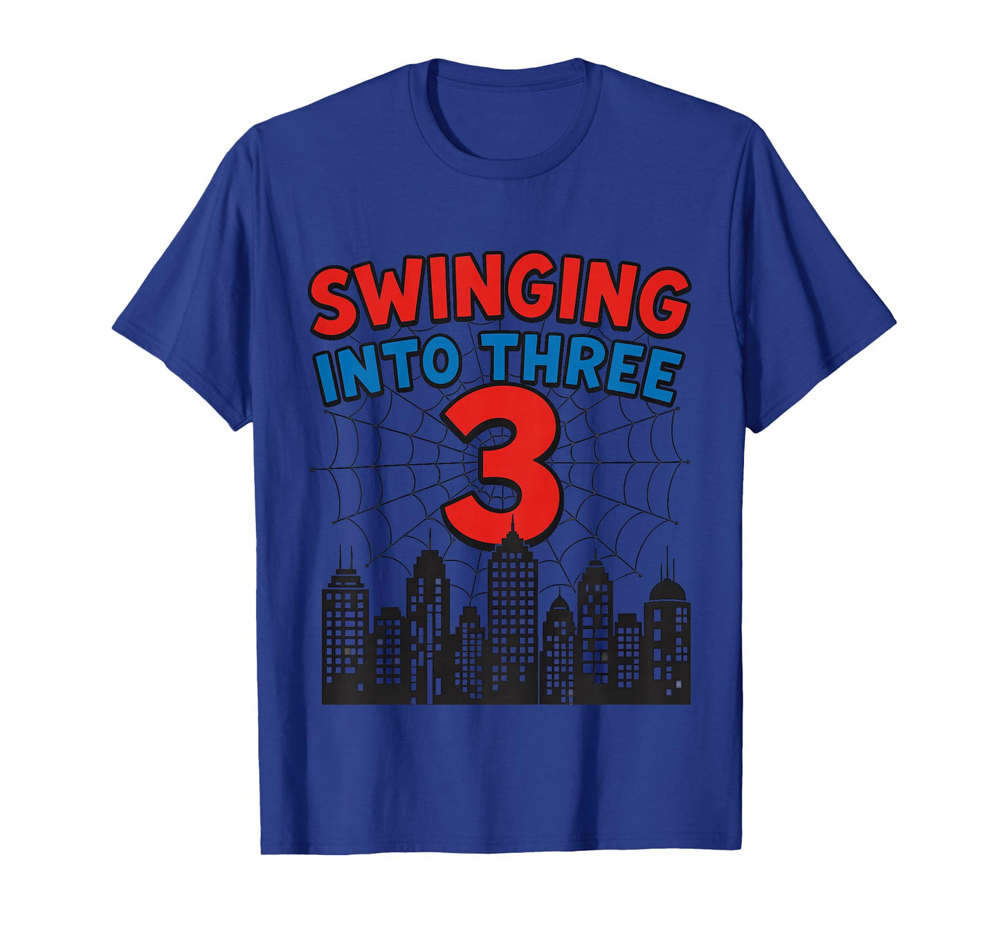 Kids 3Yr Old Boy Spider Theme 3rd Birthday Swinging into 3 T-Shirt