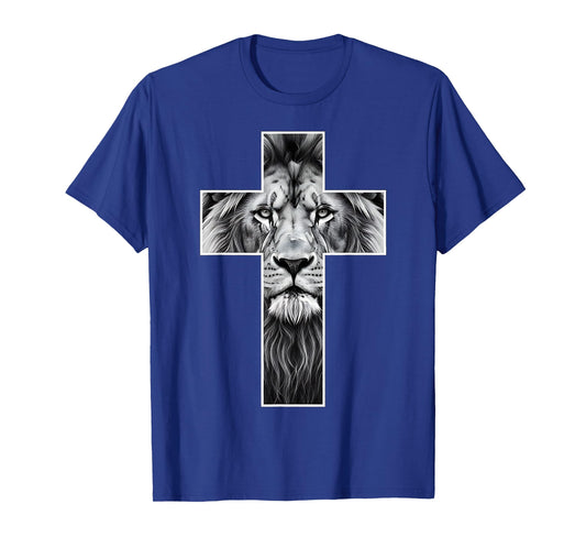 Lion of Judah Cross Christian Strength Powerful Symbol T-Shirt
