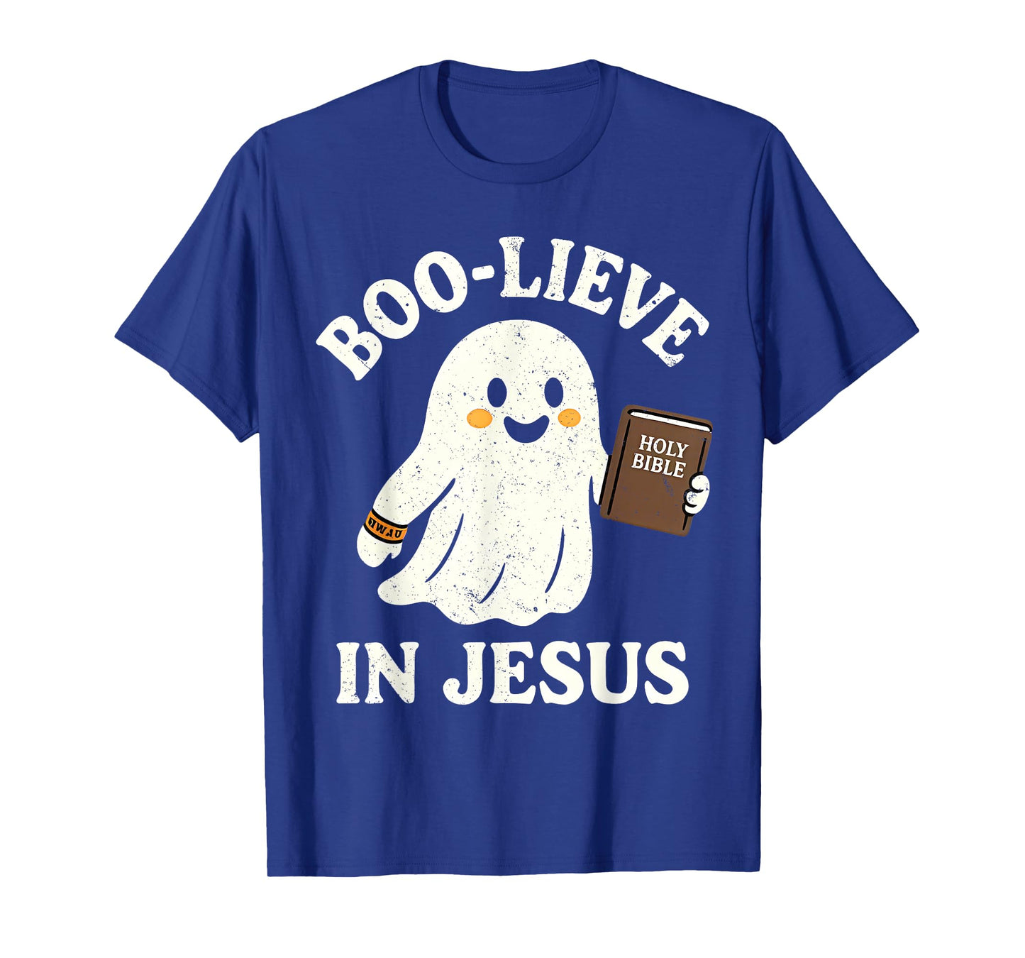 Boo-Lieve in Jesus Funny Christian Ghost Reading Holy Bible T-Shirt