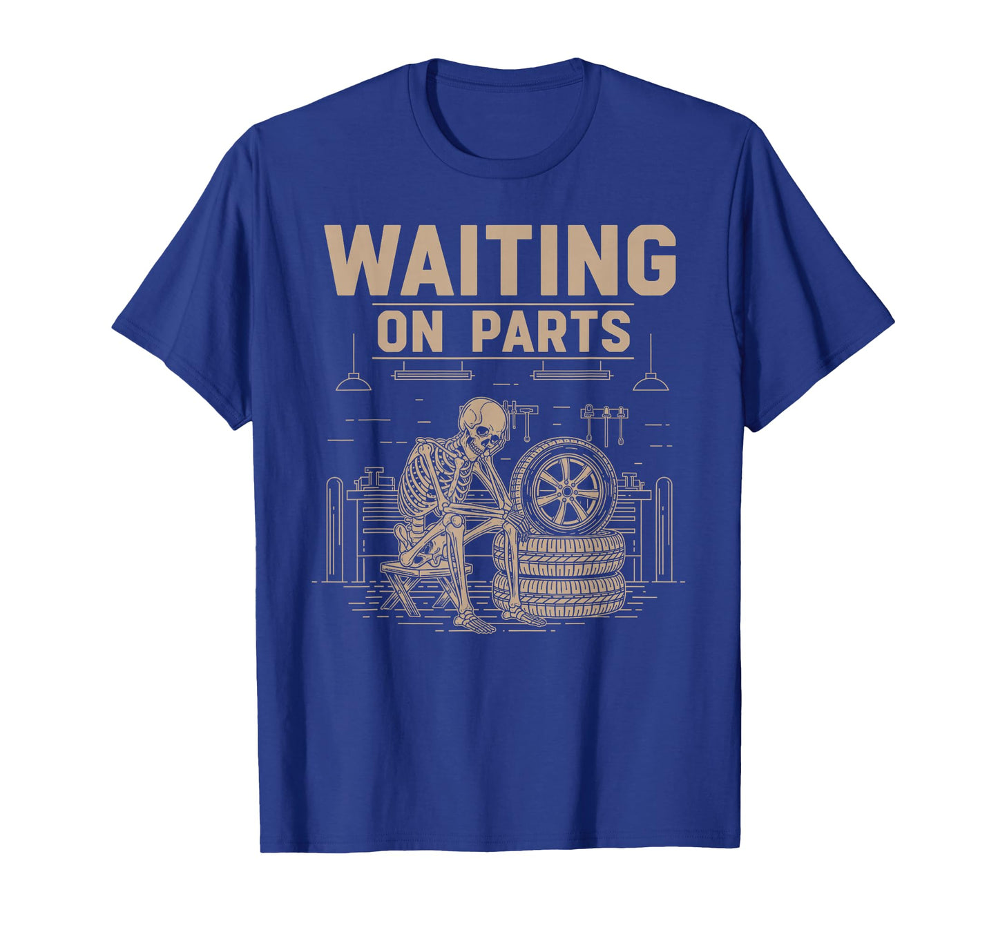 Waiting On Parts Funny Skeleton Auto Mechanic Technician T-Shirt