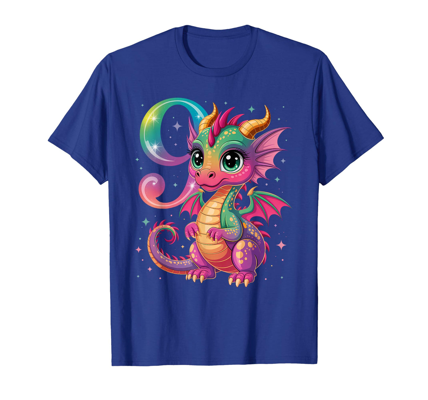 9th Birthday Dragon Party Rainbow Girl Nine 9 T-Shirt