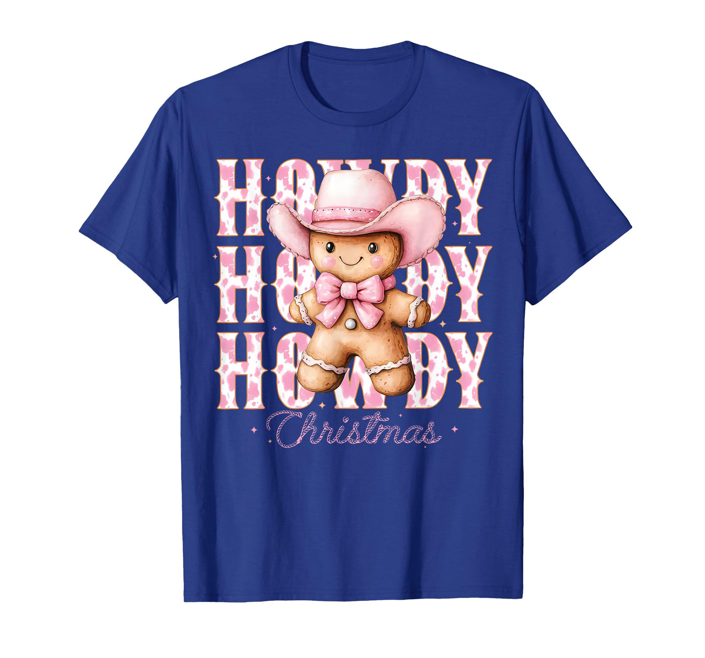 Christmas Pink Gingerbread Cowboy Cowgirl Howdy Western Xmas T-Shirt