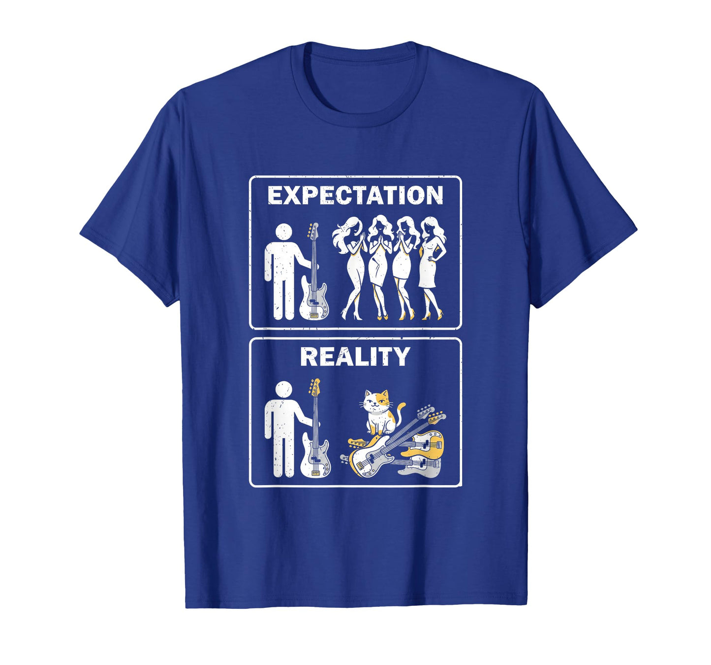 Expectation Reality Bass Guitar Cat Dad Musician Meme T-Shirt