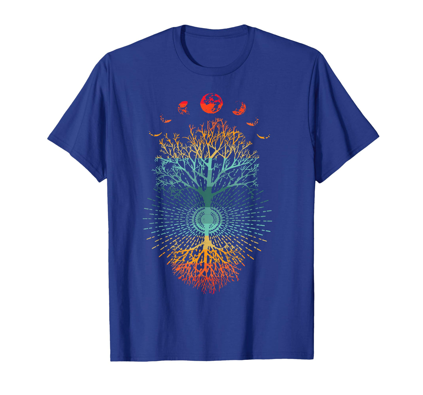 Phases of the Moon Retro 60's 70's Vibe Tree of Life Graphic T-Shirt