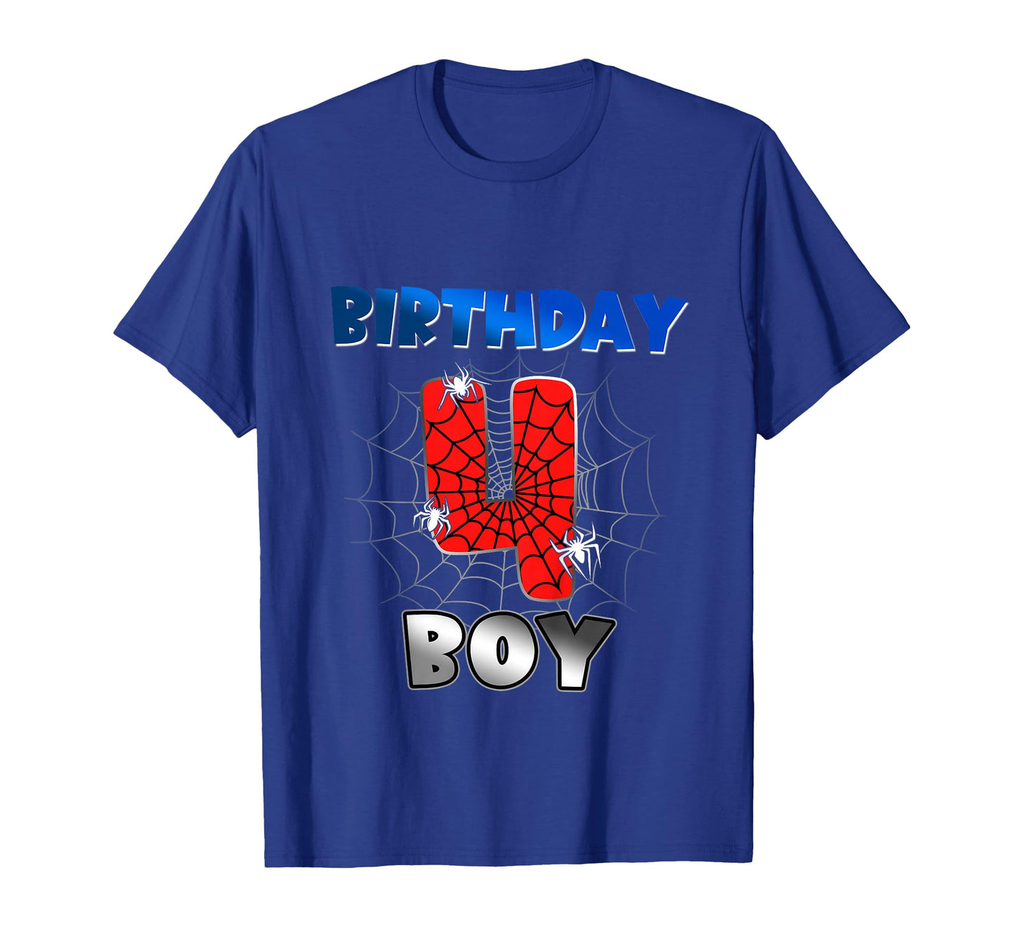 Kids Birthday Boy 4th Birthday Spider Theme Party 4 Year Old Boys T-Shirt