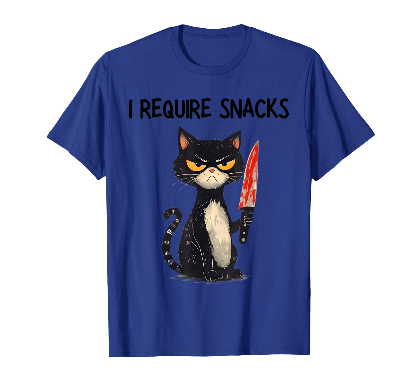 Funny Cat Meme I Require Snacks Design Men Women T-Shirt