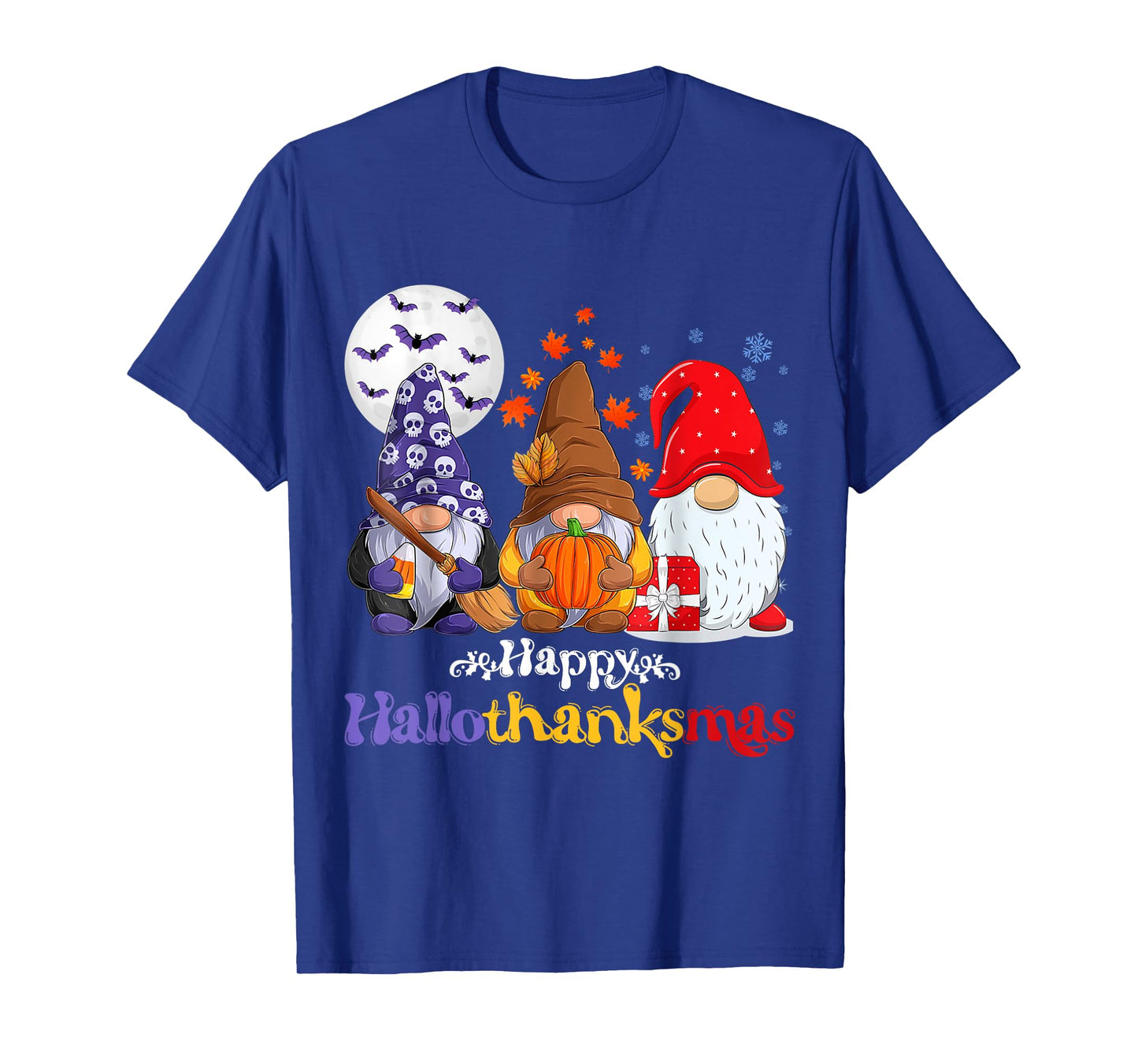 Happy Hallothanksmas Gnomes Lover Halloween Merry Christmas T-Shirt