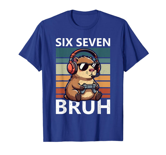 Six Seven Bruh 67 Meme Funny Capybara Retro Gaming Kids Boys T-Shirt