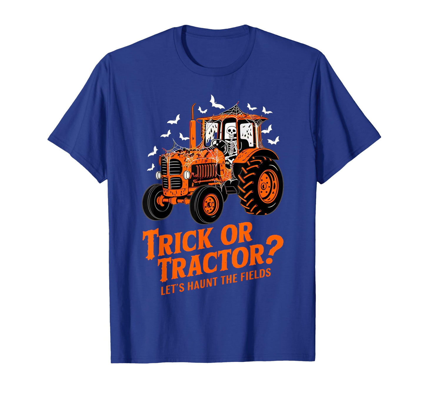Funny Farmer Costume Halloween Spooky Skeleton Drive Tractor T-Shirt