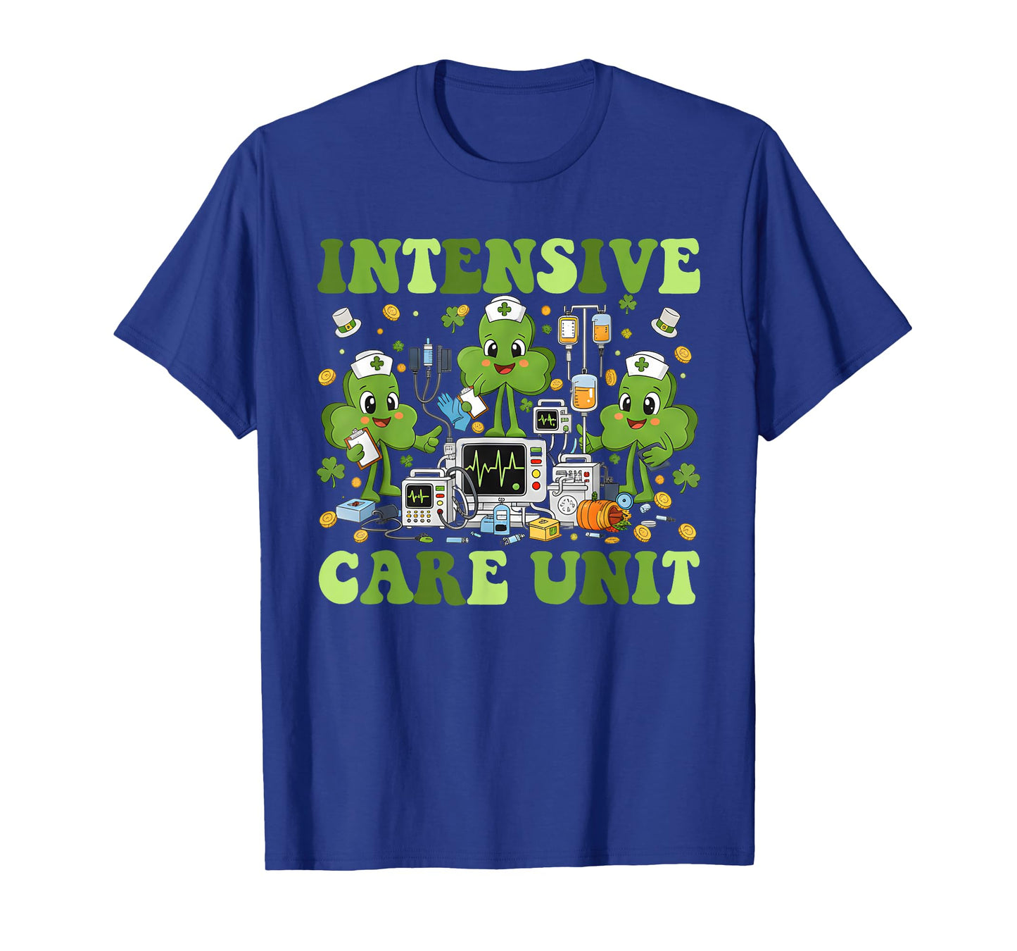 ICU Nurse St Patricks Day Shamrock Intensive Care Unit Nurse T-Shirt