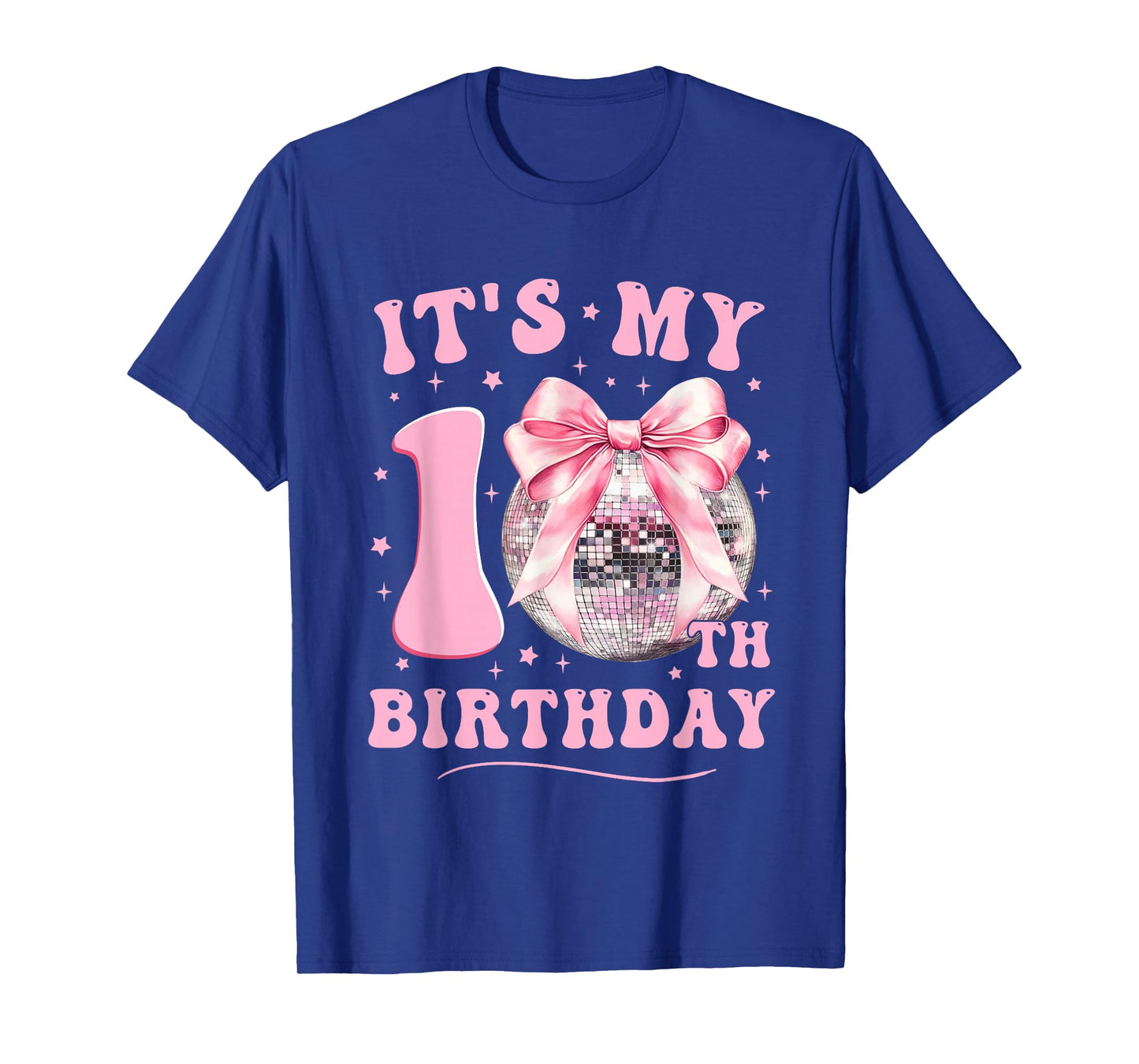 It's My 10th Birthday Coquette Bow Disco Ball 10 Years Old T-Shirt