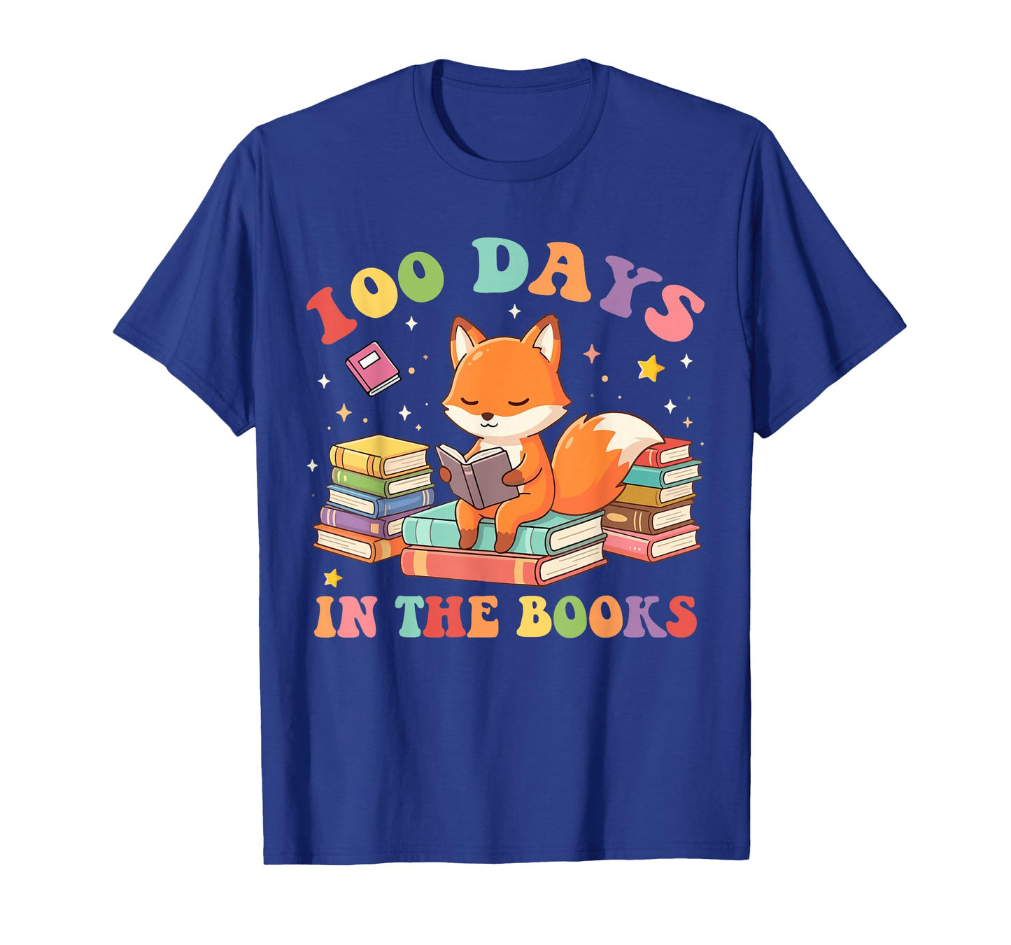 100 Days in The Books Fox Reading 100th Day of School T-Shirt