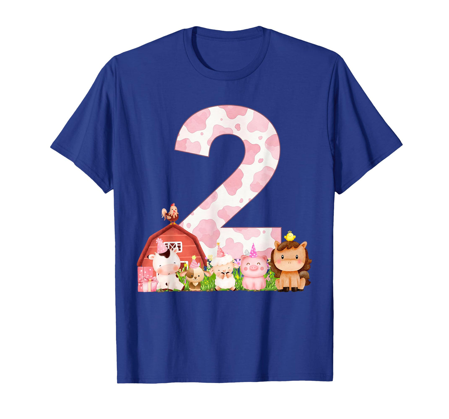 2nd Birthday Girl Farm Animals Barnyard 2 Year Old Outfit T-Shirt
