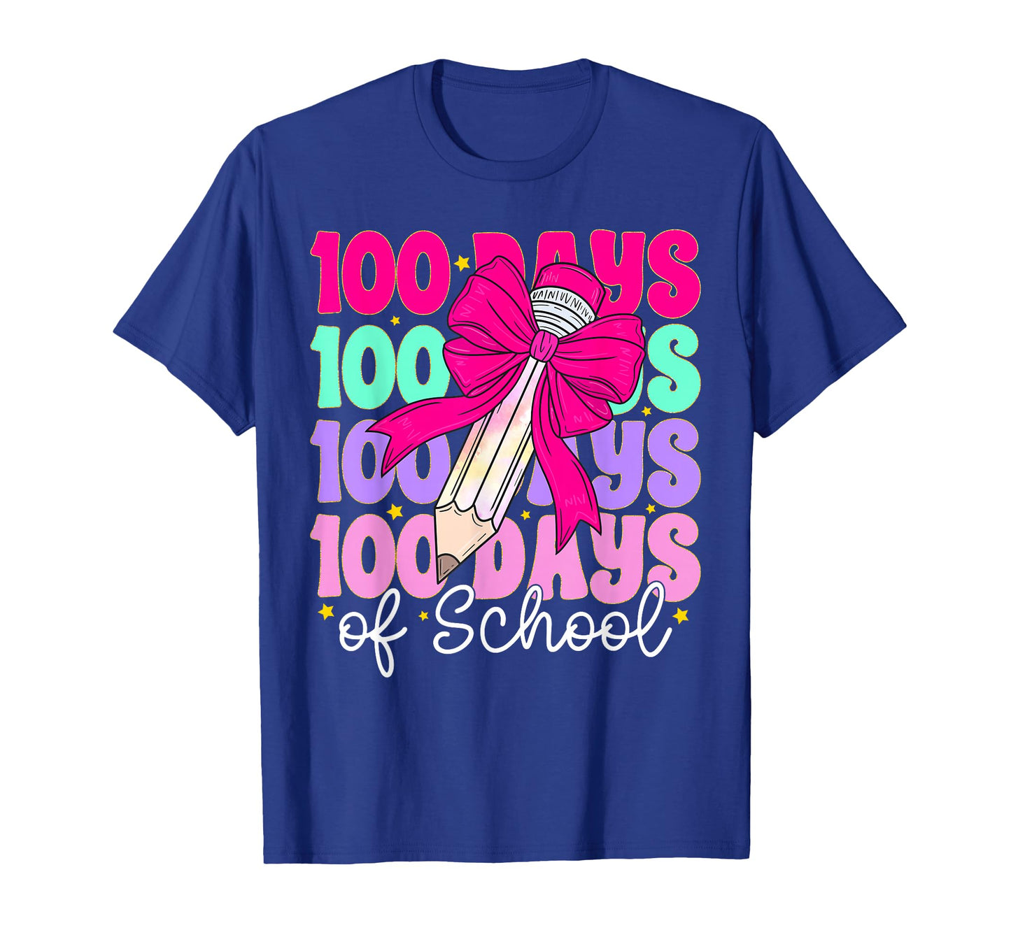 100 Days of School Girls Coquette Bow 100th Day of School T-Shirt