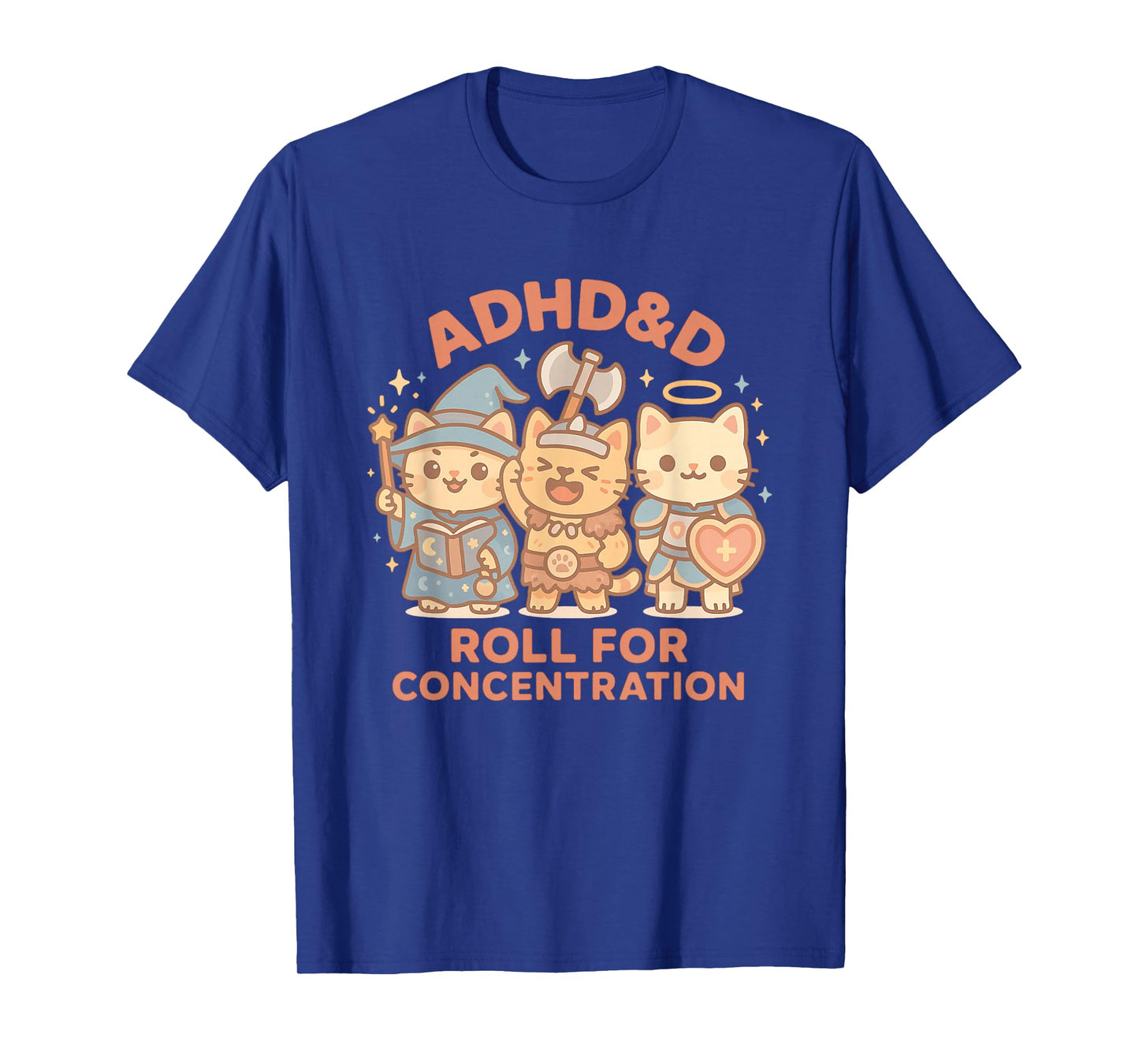 RPG Gamer ADHD&D Roll for Concentration Geek Cat Men Women T-Shirt