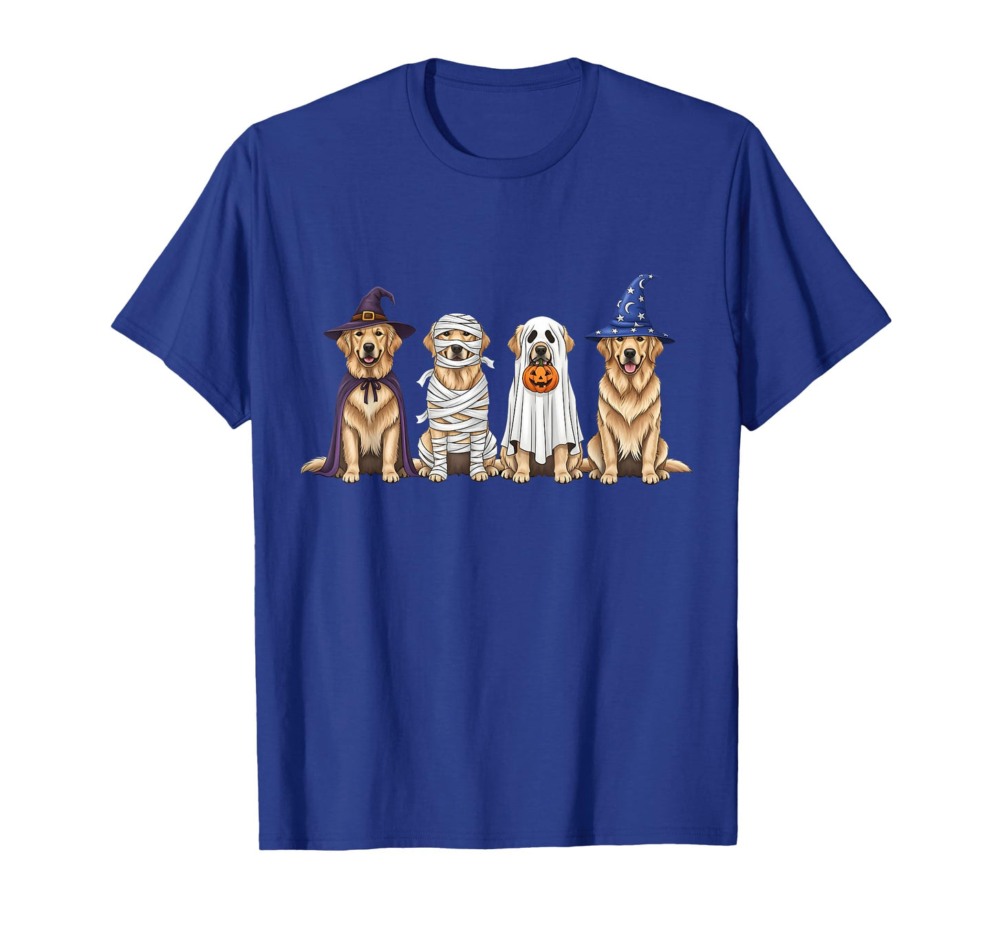Golden Retriever Dog Witch Mummy Ghost Boo Costume Halloween T-Shirt