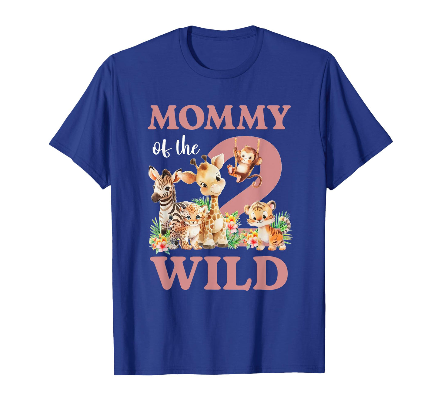 Mommy Of The Two Wild Zoo 2nd Birthday Safari Jungle Animal T-Shirt