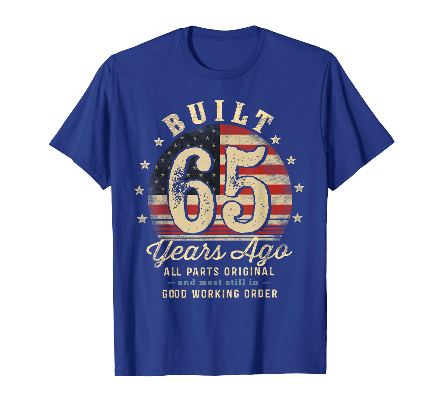 Built 65 Years Ago Funny 65th Birthday USA Flag T-Shirt