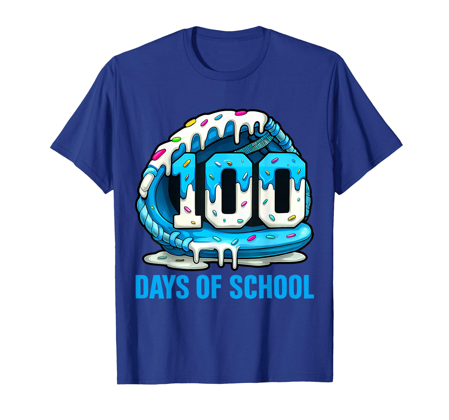 100 Days of School Baseball Drip Ice Cream Kid Boy 100th Day T-Shirt