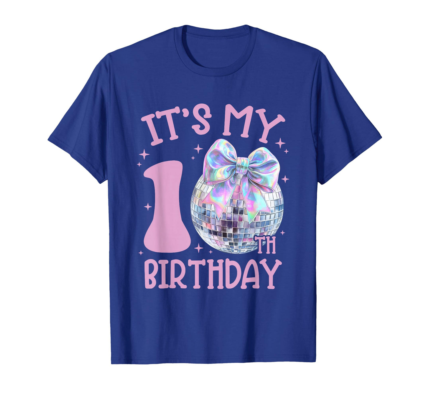 10th Birthday Coquette Bow Disco Ball 10 Year Old Birthday T-Shirt