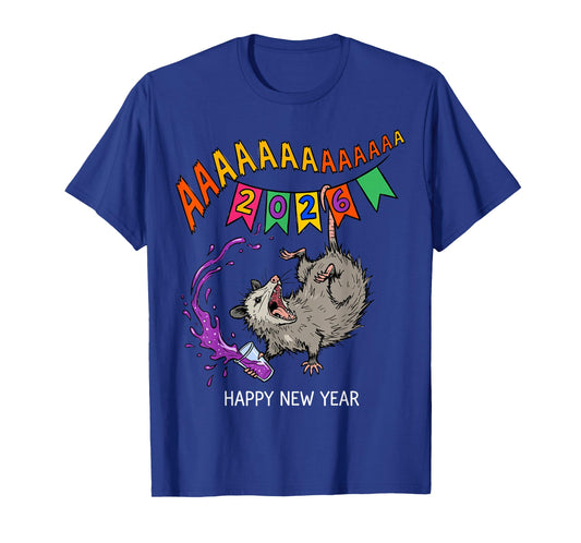 Screaming Opossum 2026 Chaotic New Year T-Shirt