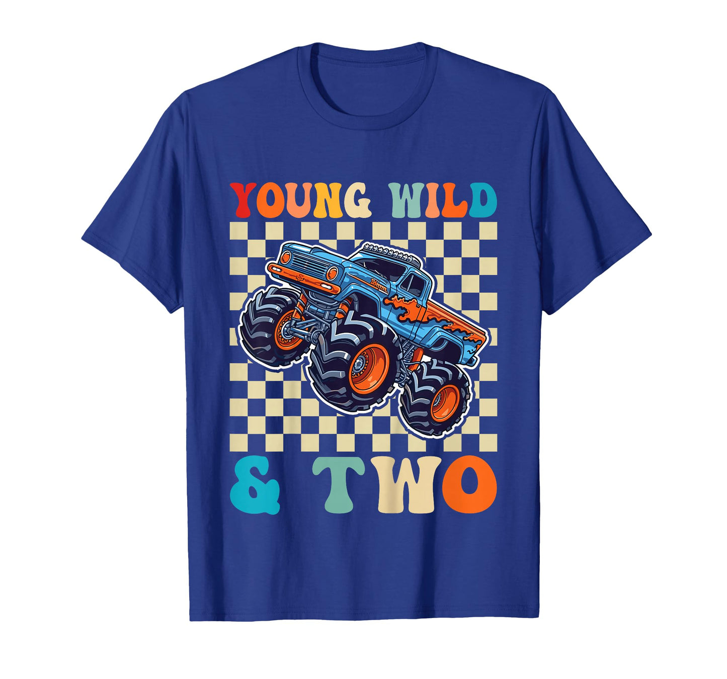 Kids 2nd Birthday Monster Truck Young Wild and Two 2 Year T-Shirt