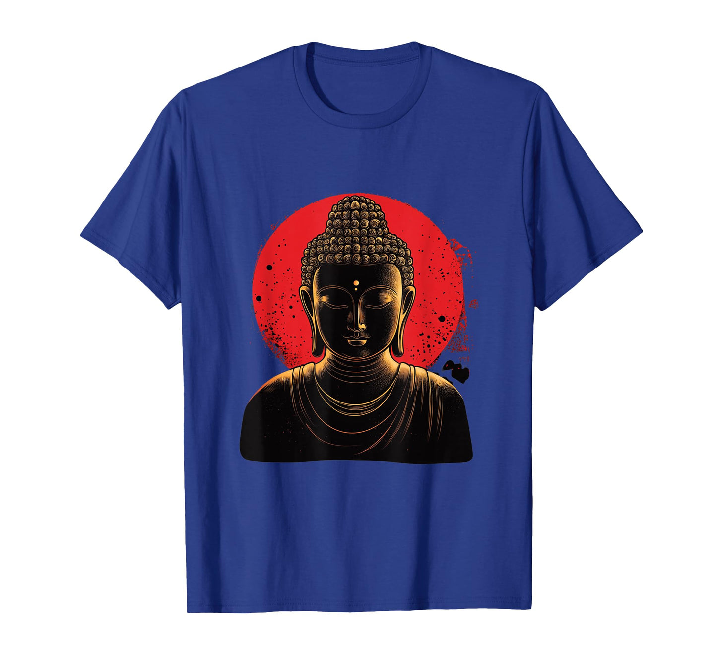 Golden Buddha Head Silhouette with Red Sun T-Shirt