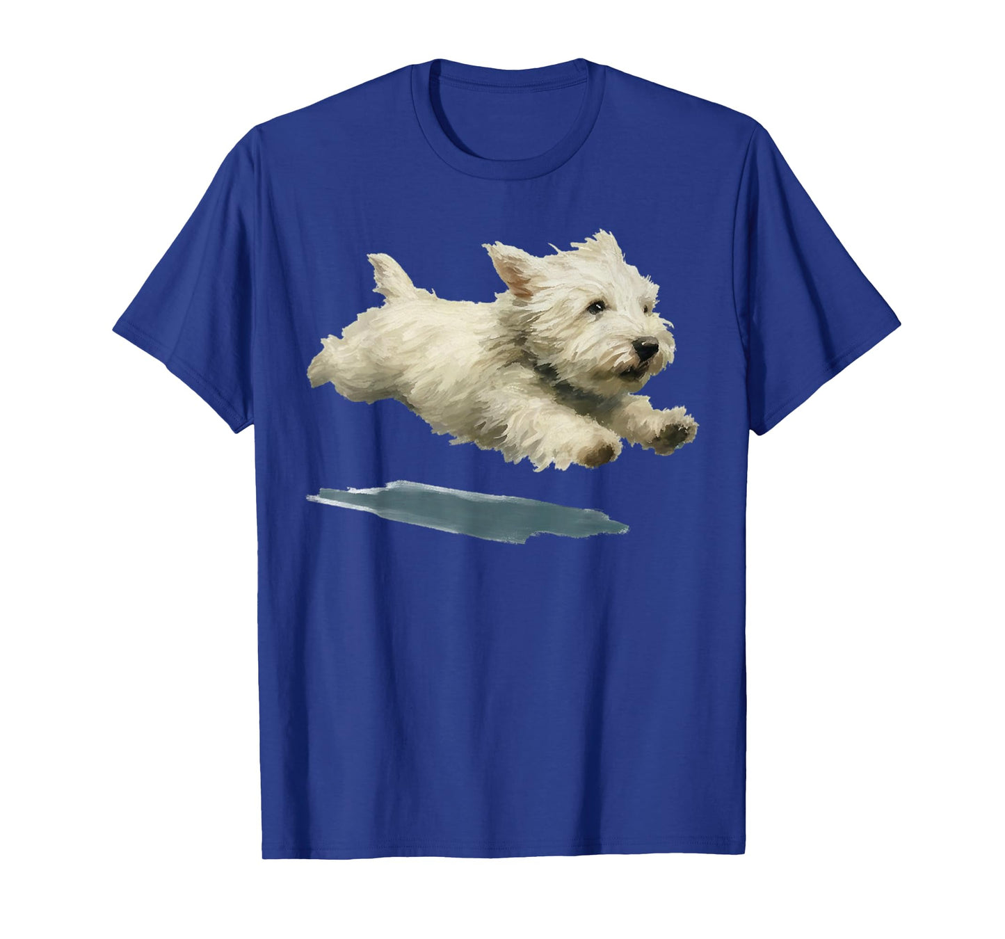 Funny Running Dog Art Print Cute Westie Dog T-Shirt