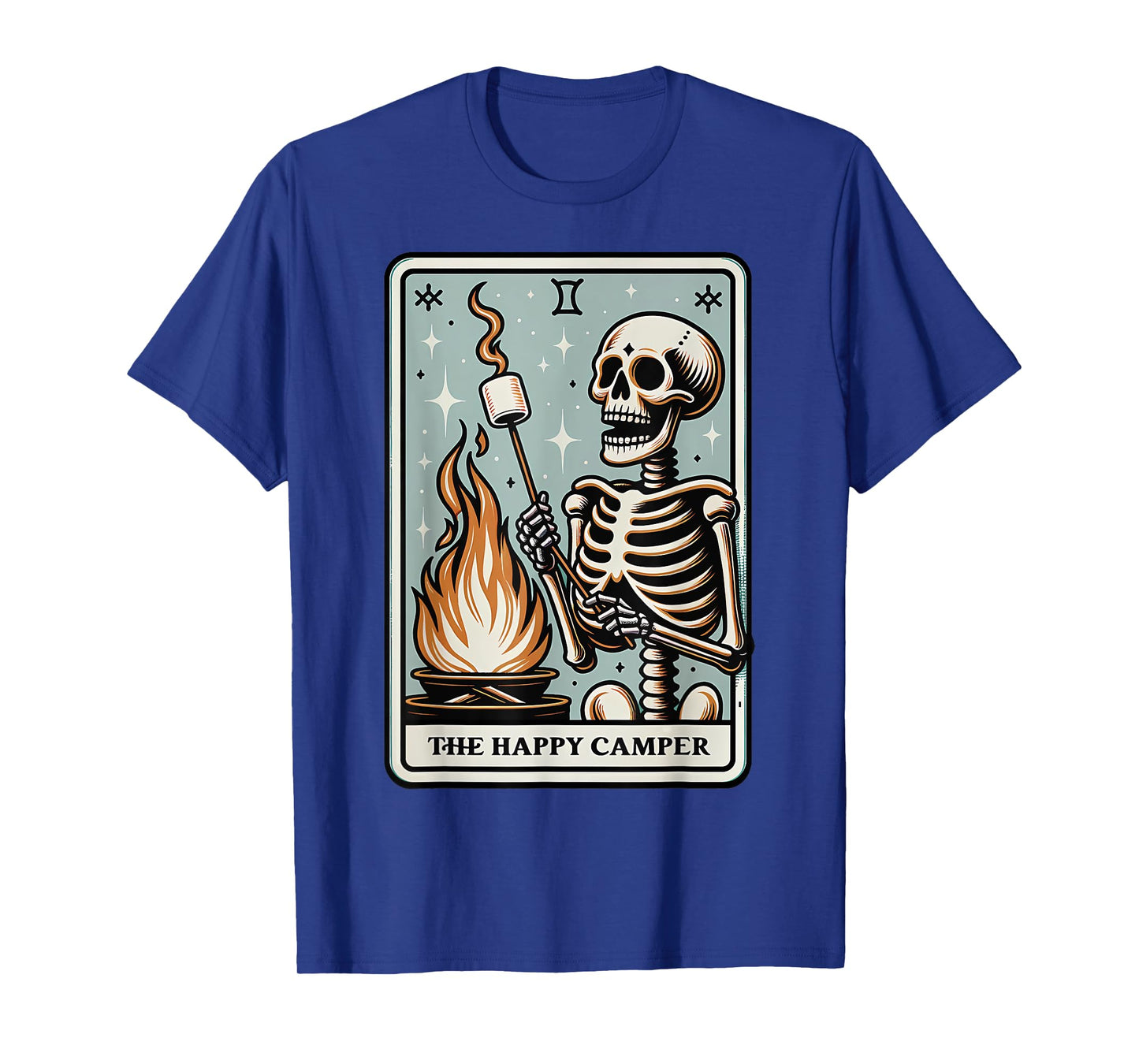 Camping Tarot Card Happy Camper Skeleton Outdoors Hiking T-Shirt