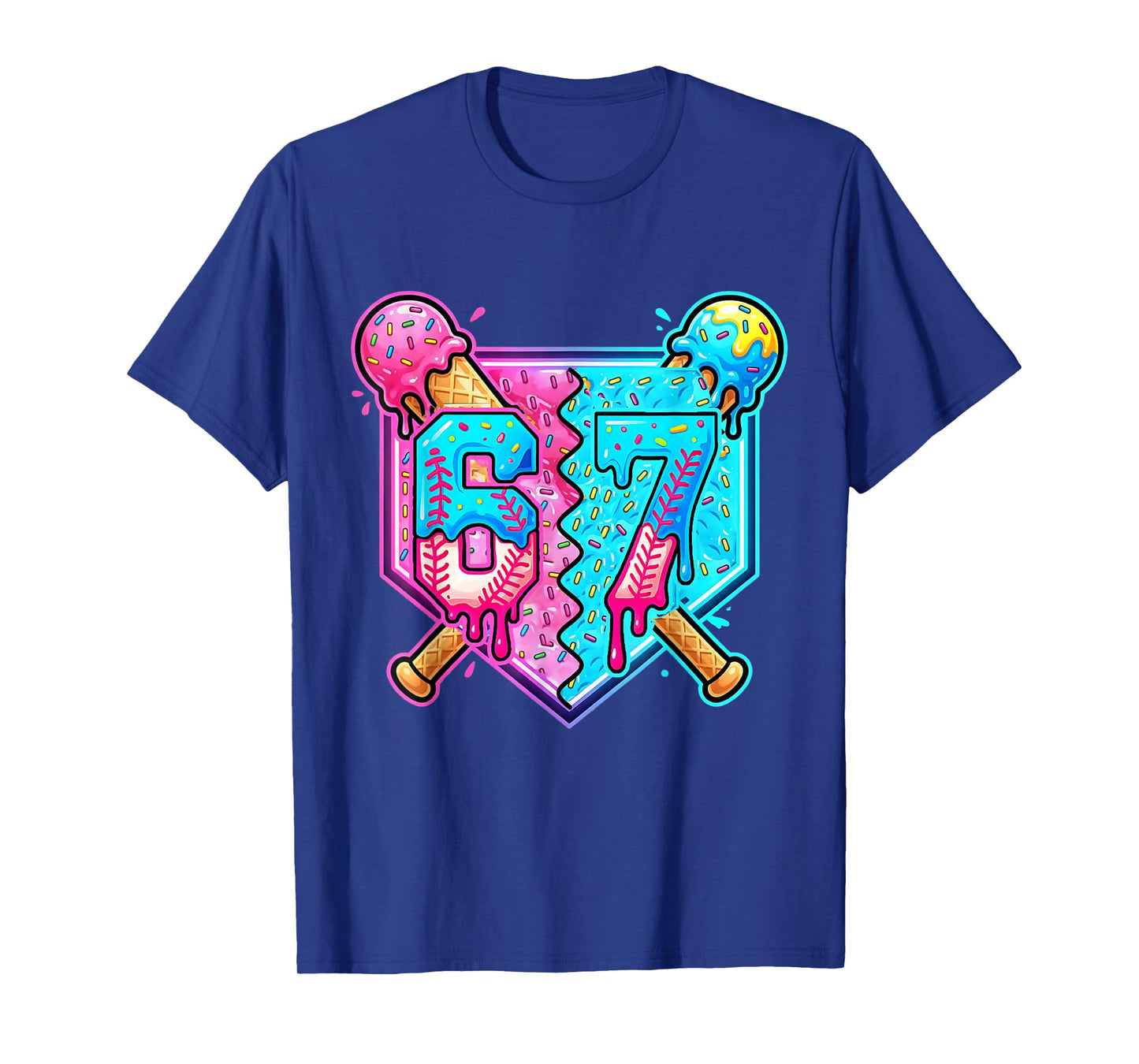 Baseball Drip Number 67 Player Ice Cream Drip 67th Birthday T-Shirt