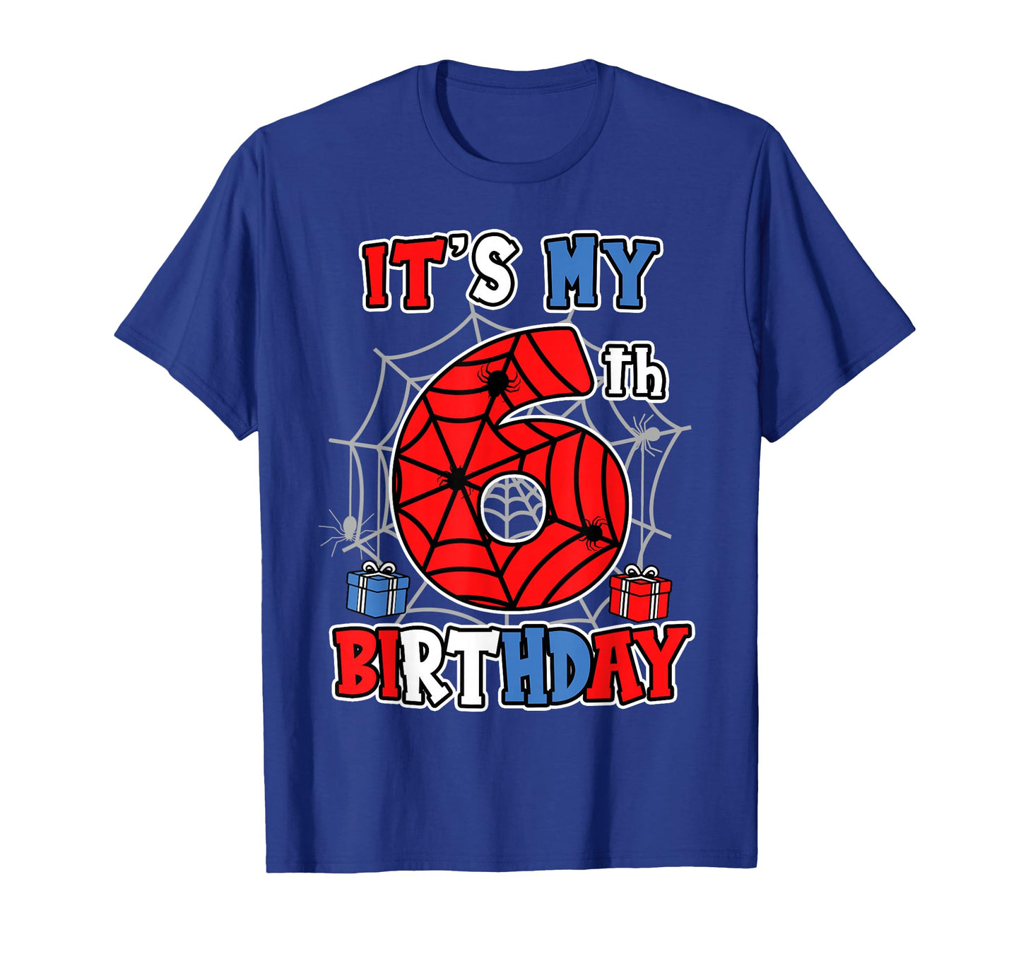It's My 6th Birthday Spider Theme Party 6 Year Old Boys Kids T-Shirt