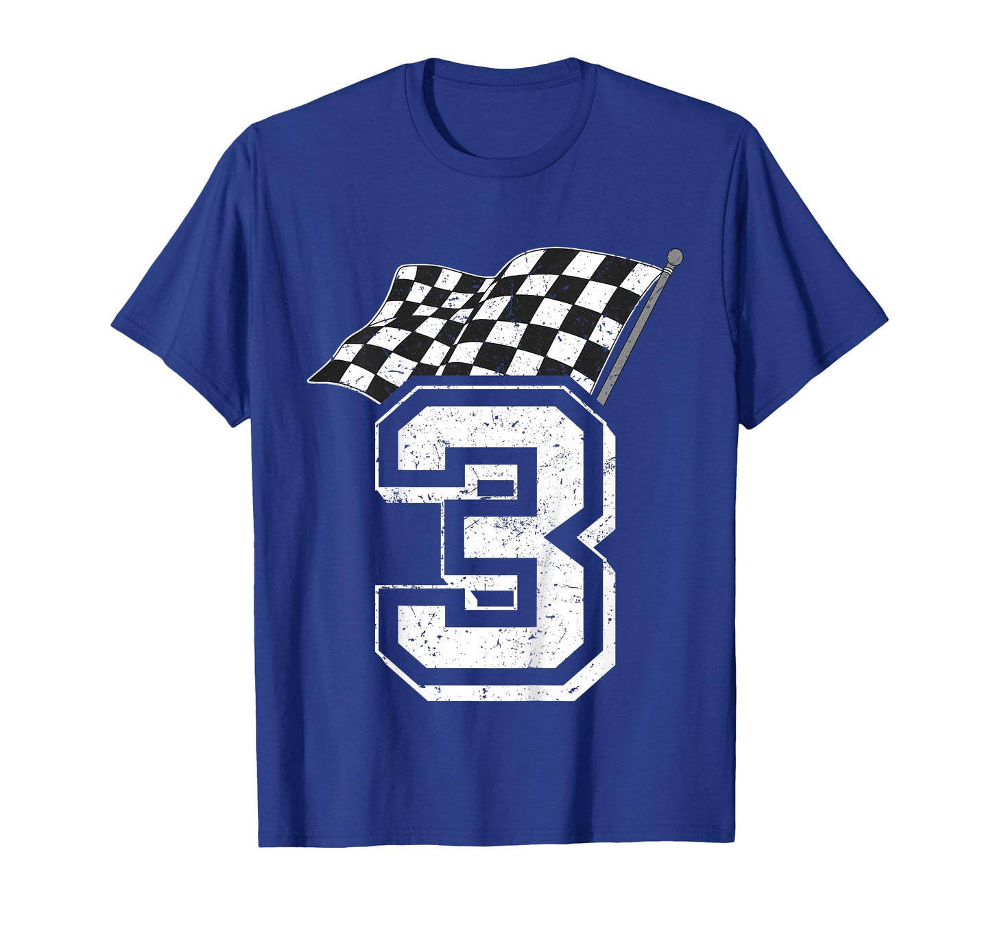 Kids Birthday Boy 3 Three Racing Flag 3rd Birthday Race Car T-Shirt