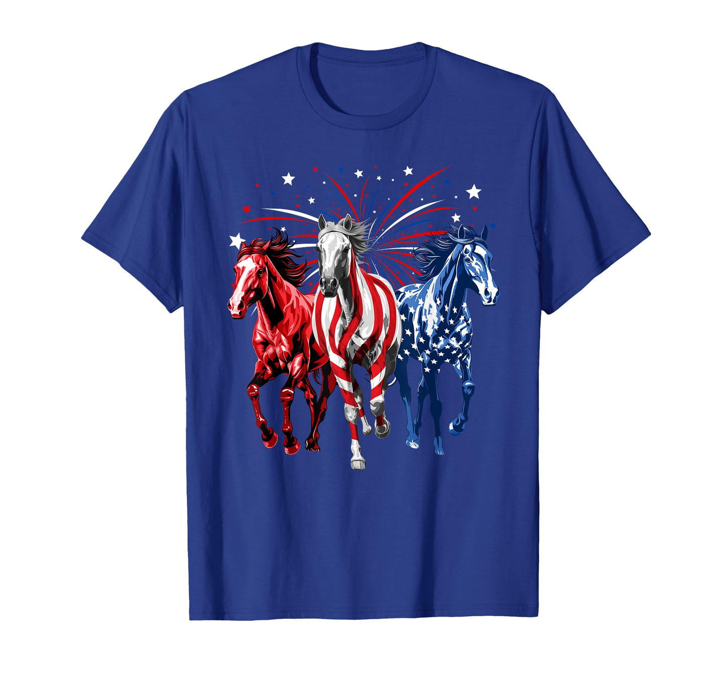 4th Of July Horse Lovers Red White And Blue American Flag T-Shirt