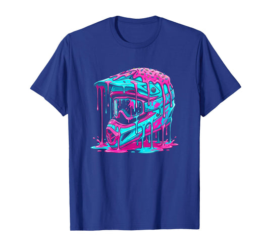 Motocross Helmet Drip Melt Graphic Dirt Bike Racing T-Shirt