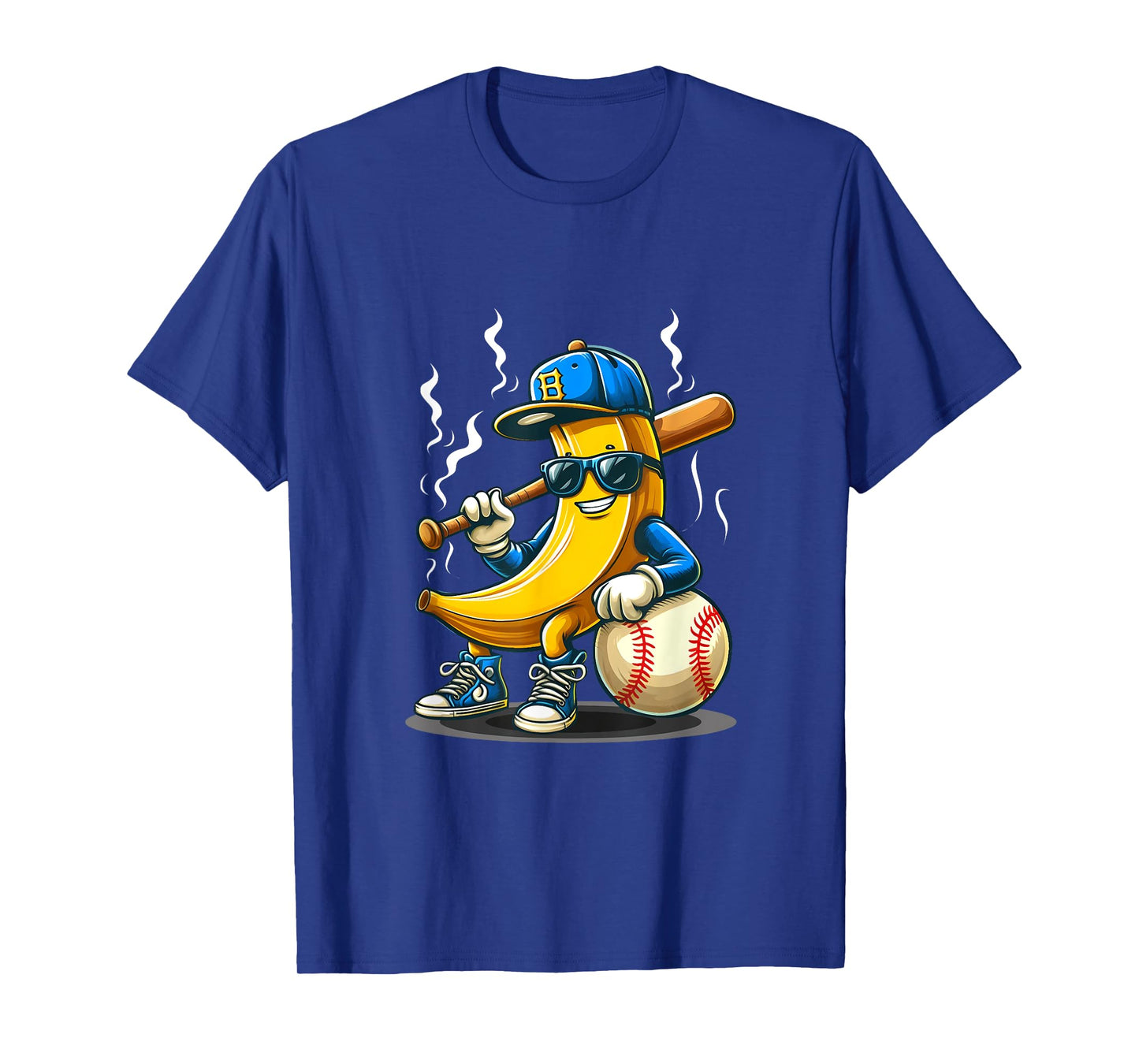 Banana Wearing Sunglasses Hat Playing Baseball Player Fruit T-Shirt