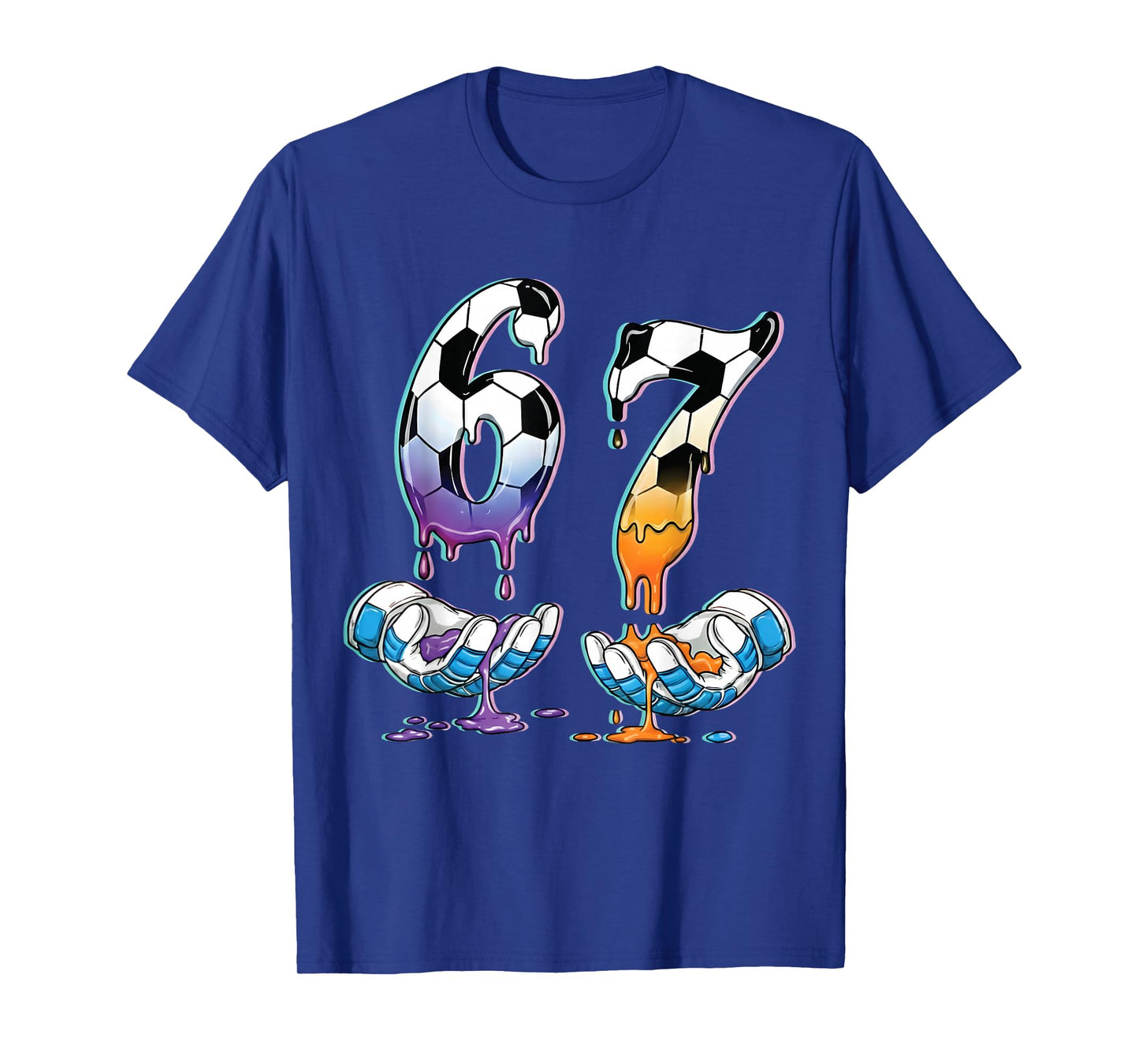 Soccer 67 Hands 6 7 Meme 6-7 Boys Teens Kids Dripping Soccer T-Shirt