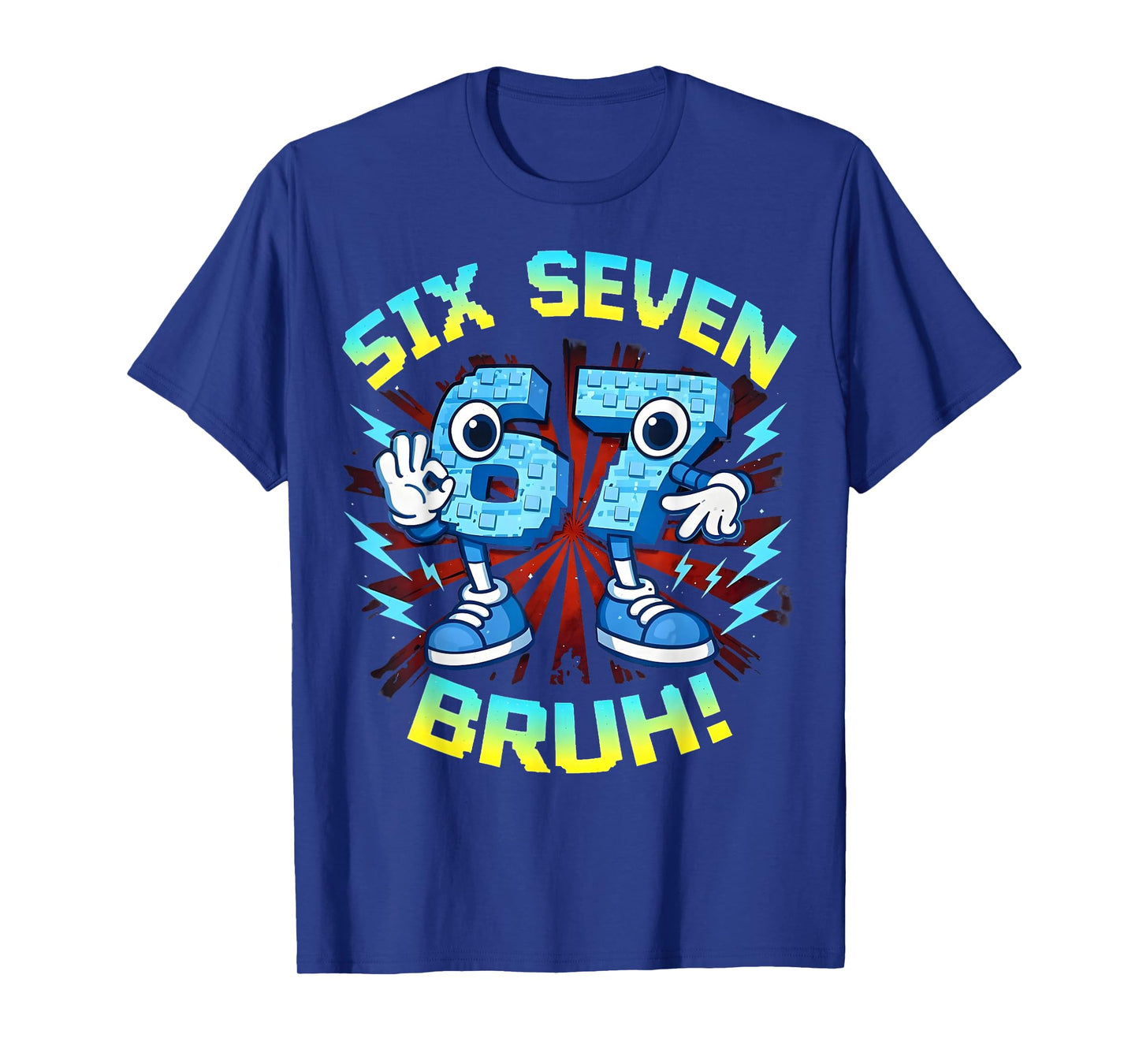 Funny Six Seven Bruh 67 Brainrot Meme Gifts for Boys Kids T-Shirt
