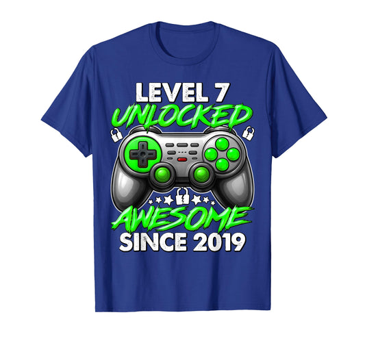 Level 7 Unlocked 7 Year Old Gifts for Boys 7th Birthday Boy T-Shirt