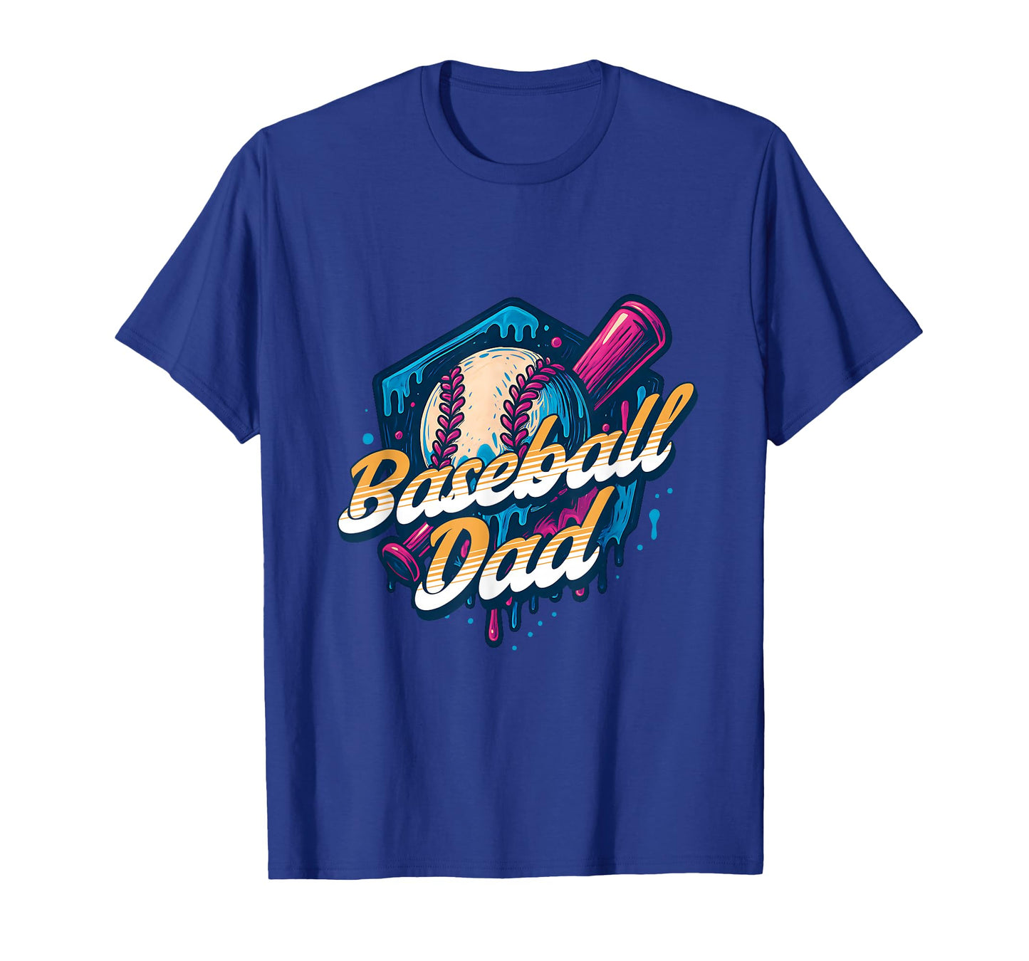 Baseball Dad Kids Birthday Baseball Drip Ice Cream Family T-Shirt