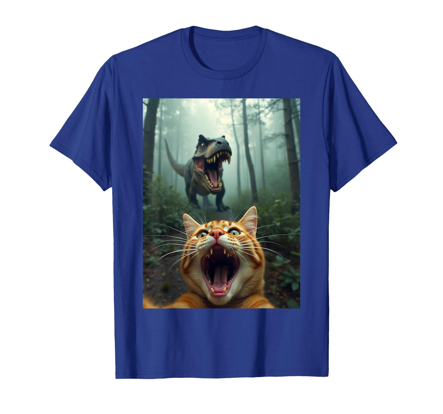 Cat Selfie With T-Rex Dinosaur T-Shirt