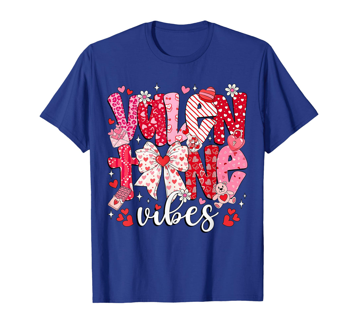 Valentine Vibes Coquette Bow Valentine's Day Pink Women Girl T-Shirt