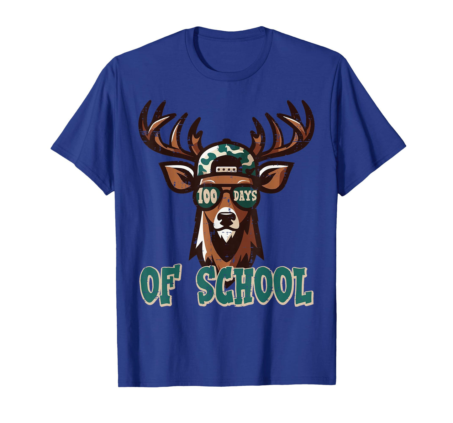 100 Days of School Deer Camo 100th Day Hunting Boys Kids Men T-Shirt
