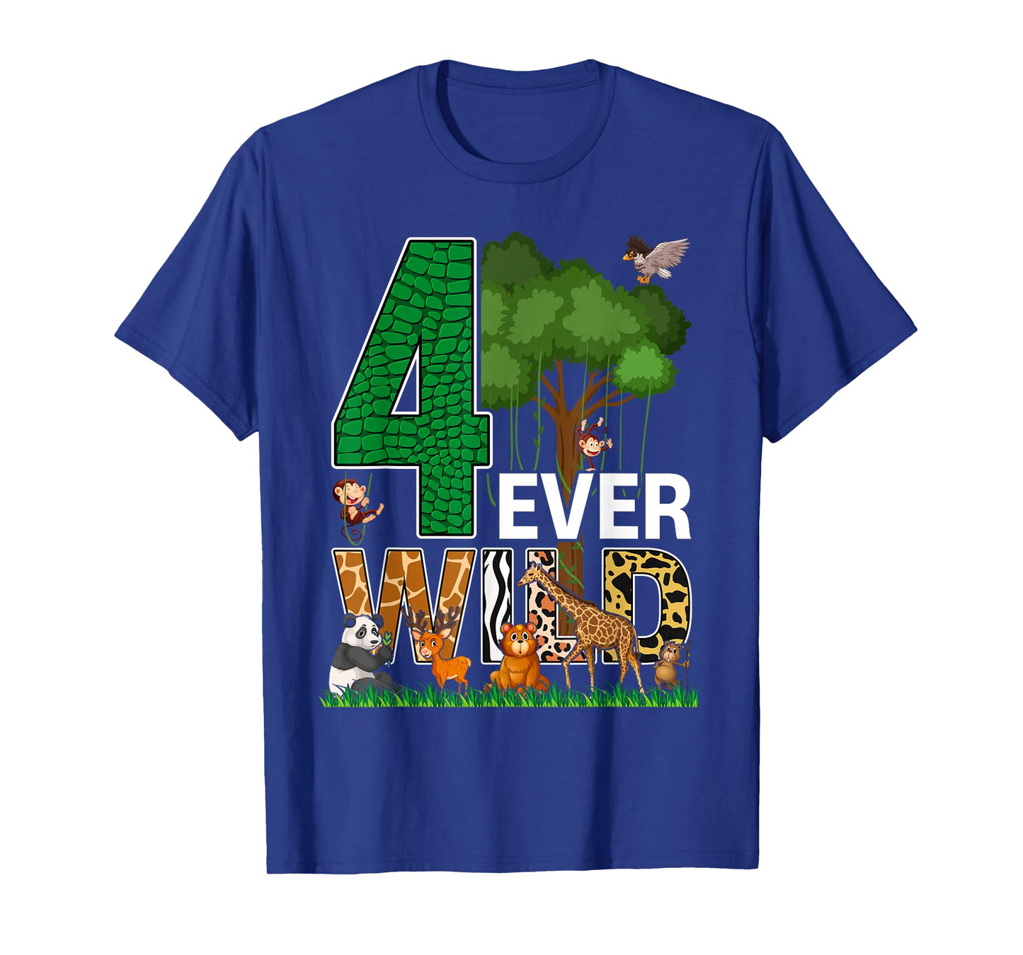 4 Ever Wild Birthday Decorations Boy Zoo 4th Birthday Party T-Shirt
