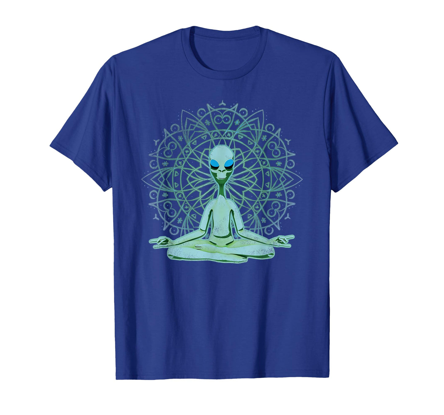 Alien Shirt UFO Mandala Meditating Green Alien Lotus Zen T-Shirt