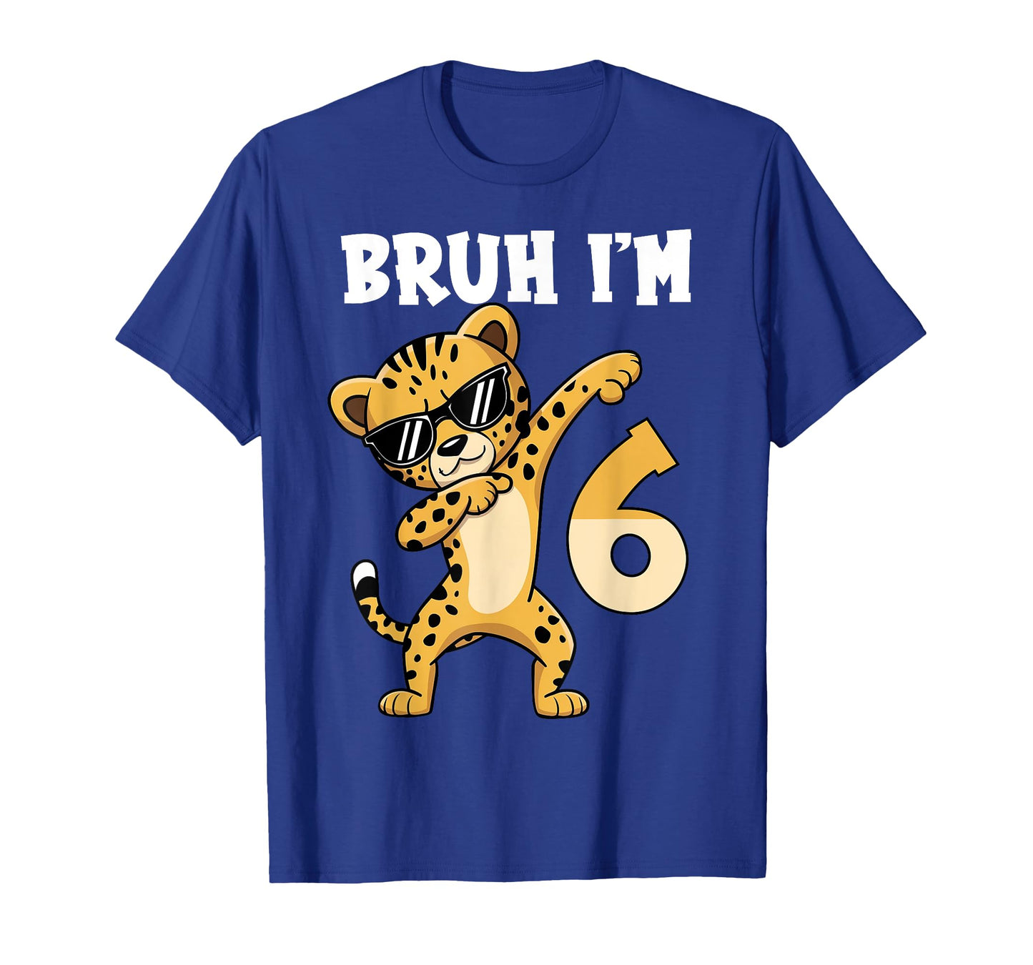 Bruh I'm 6 Years Old Dabbing Cheetah 6th Birthday Boy Kids T-Shirt