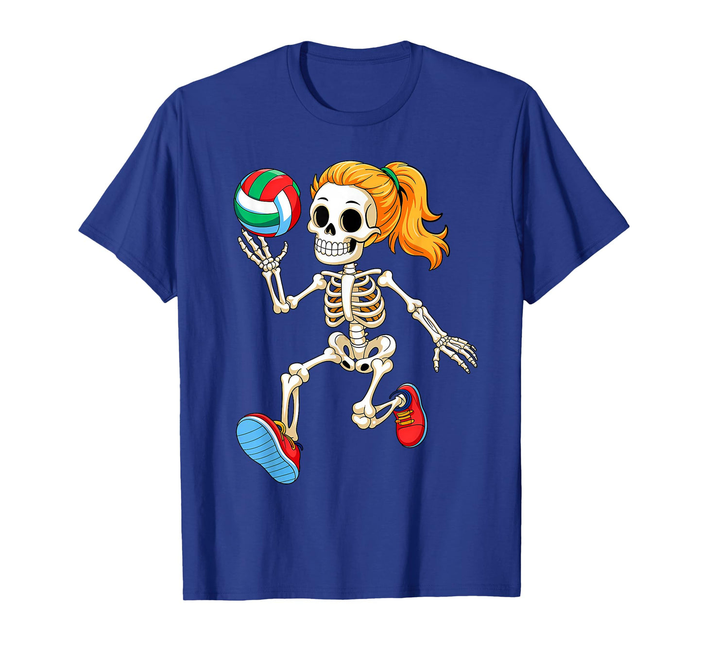 Skeleton Playing Volleyball Halloween Costume Funny Boy Girl T-Shirt
