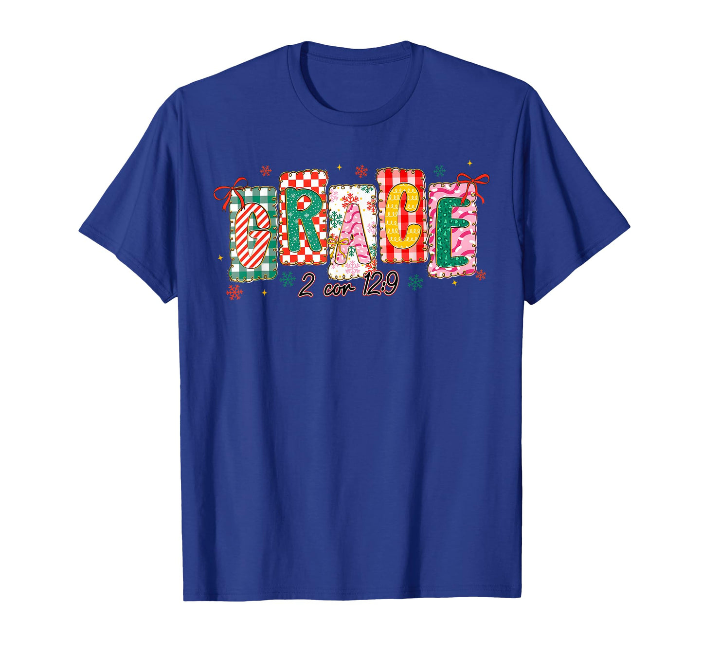 Preppy Grace Bible Verse Christmas Girl Women Coquette Bow T-Shirt