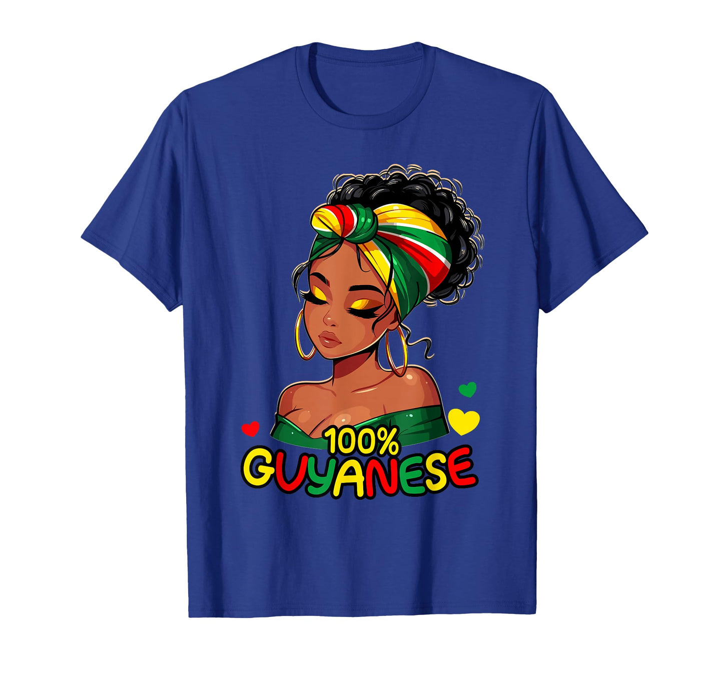 100% Guyanese Messy Bun Girl, Guyana Flag Colors Women's T-Shirt